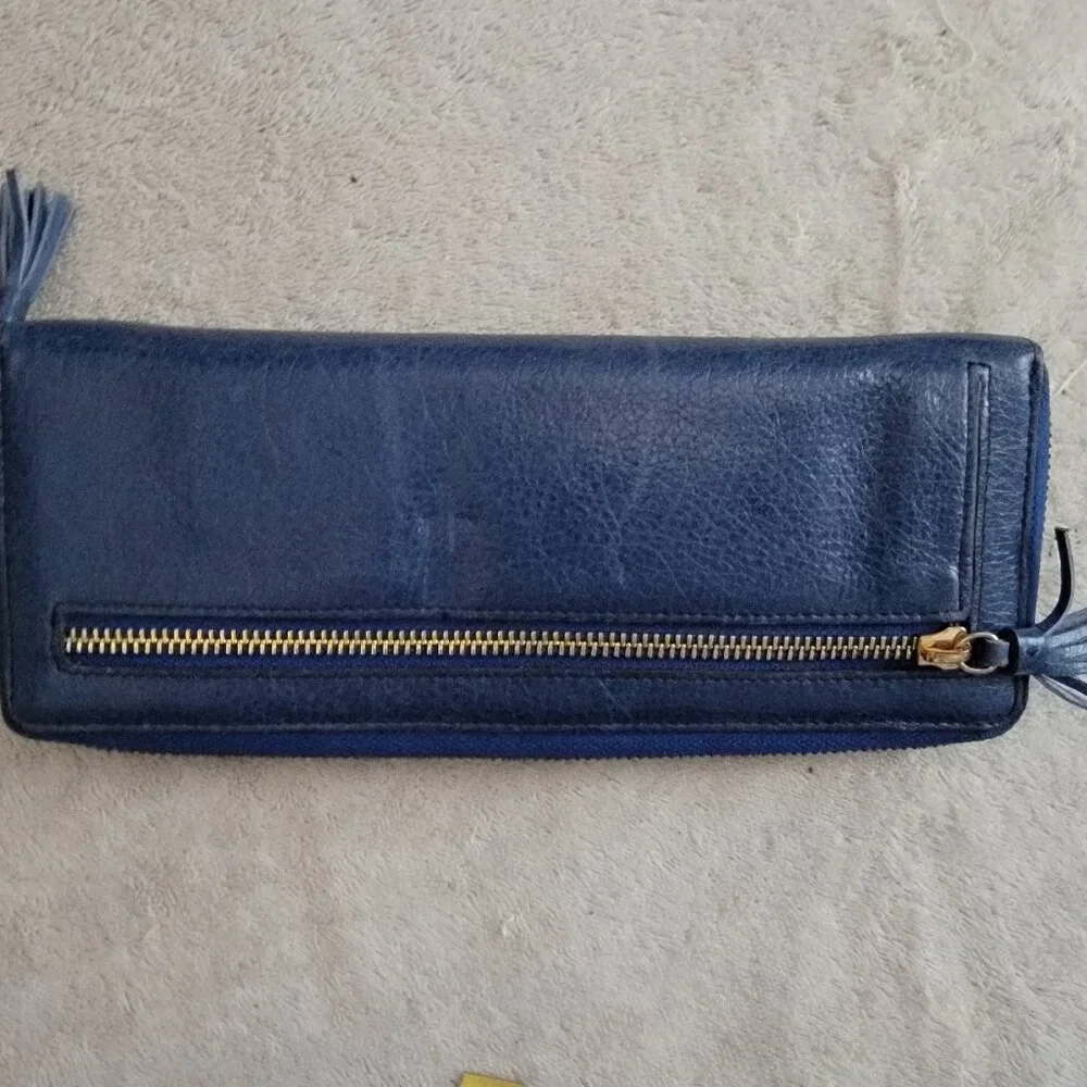 NWOT Lodis Zip Around Continental Blue Extra Long Wallet or Clutch Purse